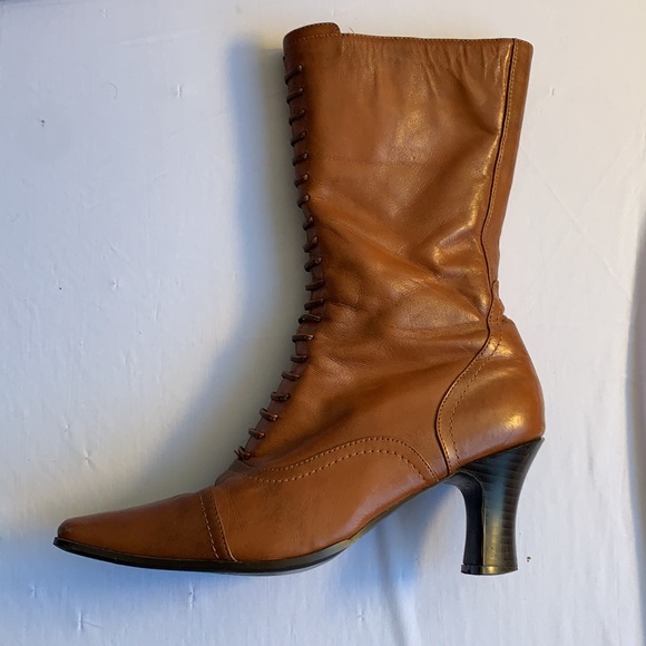 Leather Boots with Three Inch Heel - Picture 2 of 10